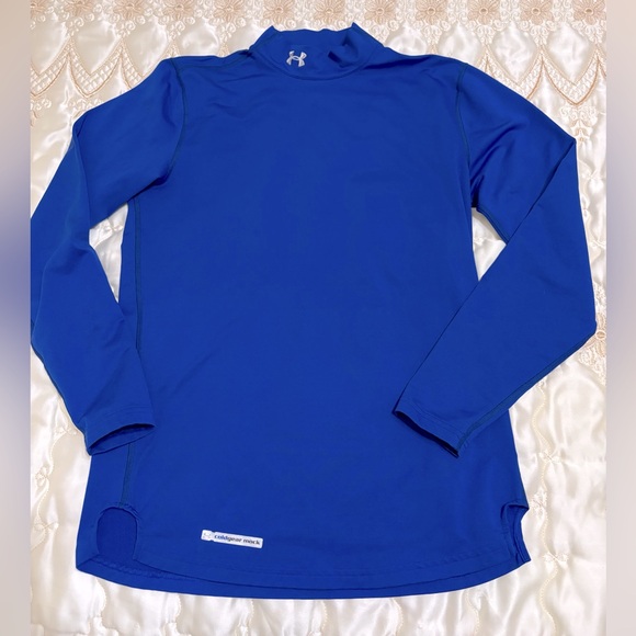 Under Armour Royal Blue ColdGear Fitted Long-Sleeve Mock for Men Performance Top - Picture 2 of 13